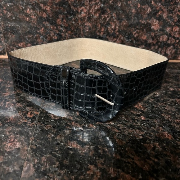 Oversize wide leatherrock belt alligator embossed genuine leather size 33 - Picture 1 of 8